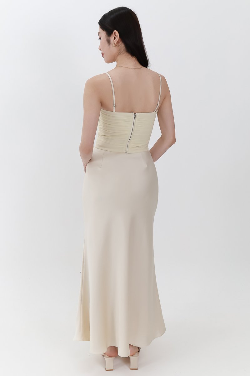 RESTOCKS | Chelsea Co-ord Satin Skirt in Champagne ( Regular Length )