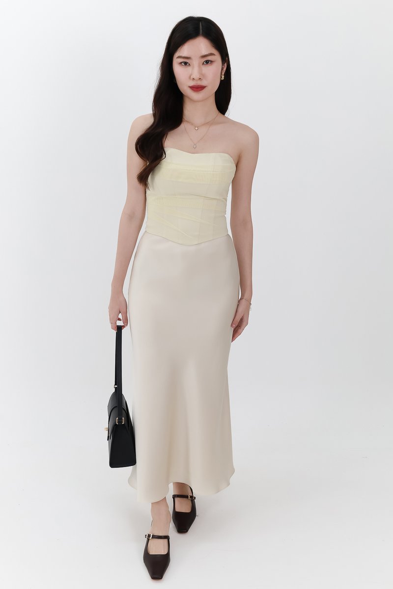 RESTOCKS | Chelsea Co-ord Satin Skirt in Champagne ( Petite Length )