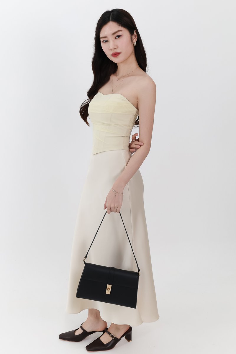 RESTOCKS | Chelsea Co-ord Satin Skirt in Champagne ( Petite Length )