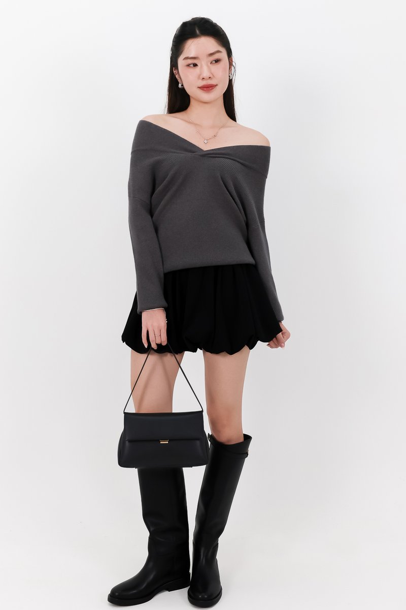 Odella Oversized Sweater Top in Dark Grey
