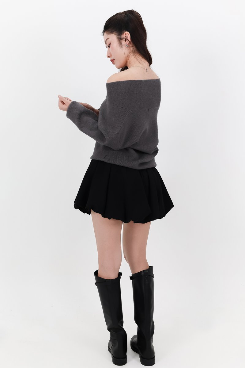 Odella Oversized Sweater Top in Dark Grey