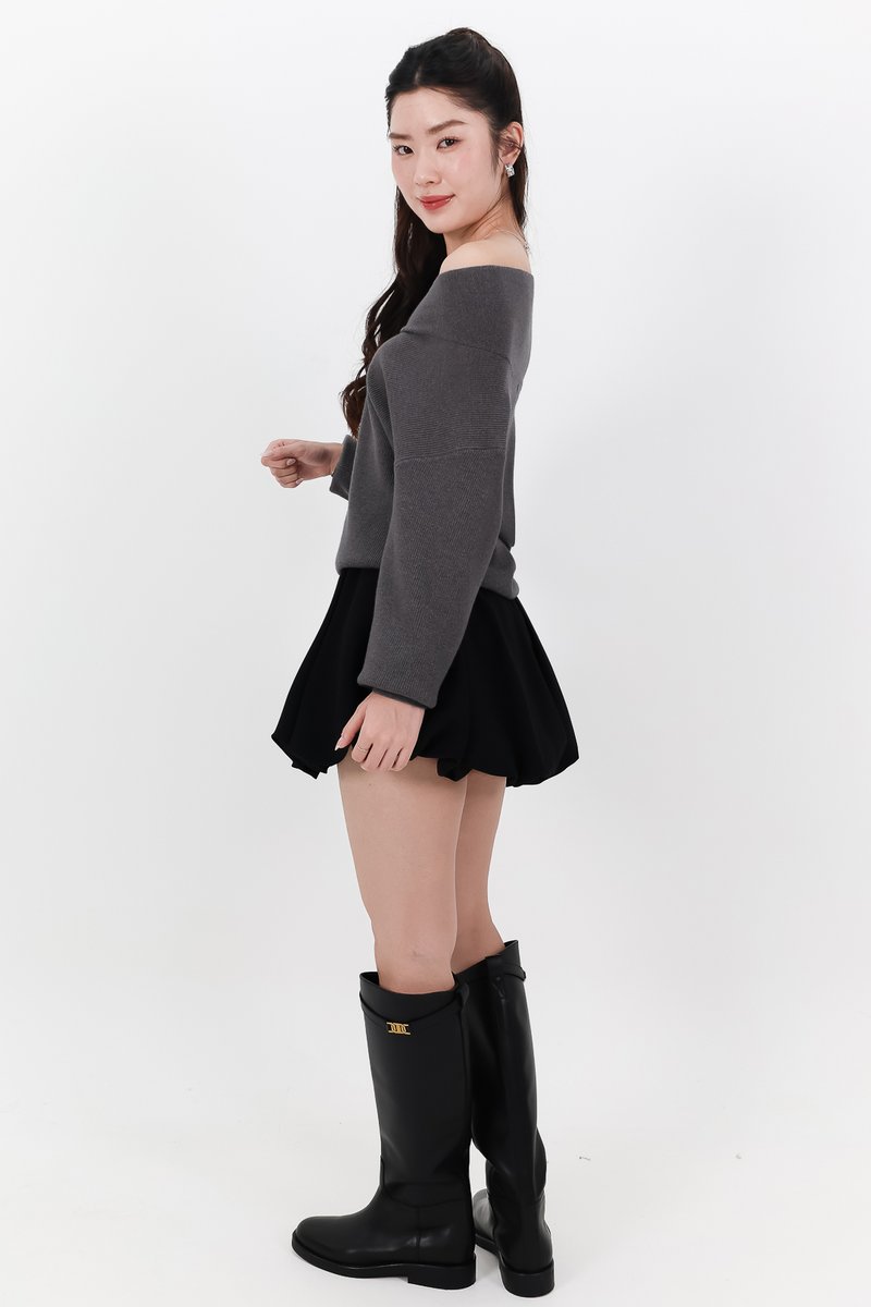Odella Oversized Sweater Top in Dark Grey