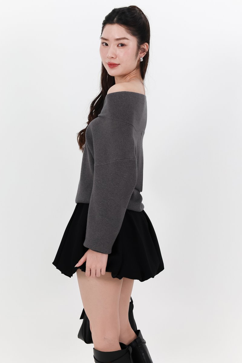 Odella Oversized Sweater Top in Dark Grey