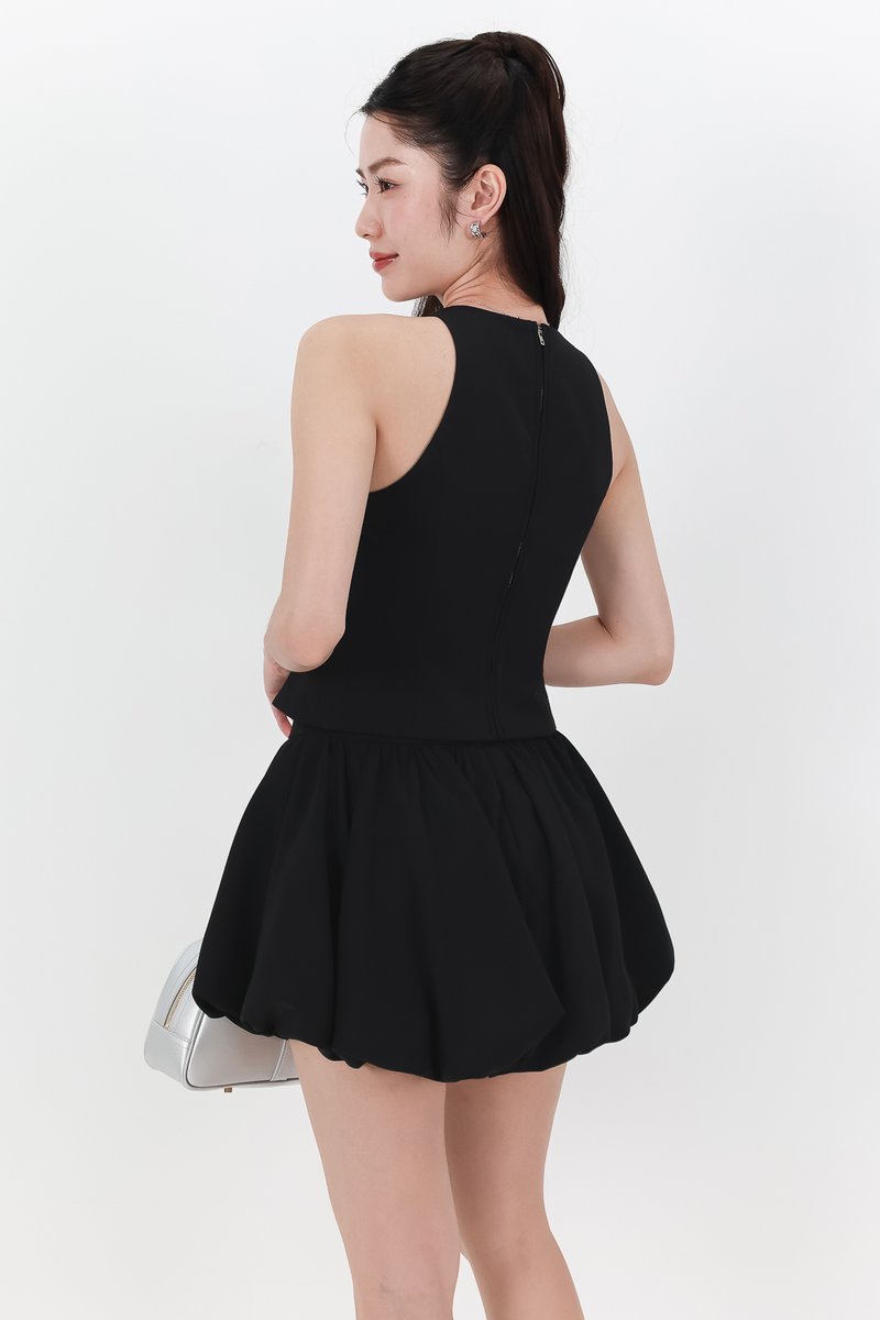 Clarie Co-ord Button Top in Black