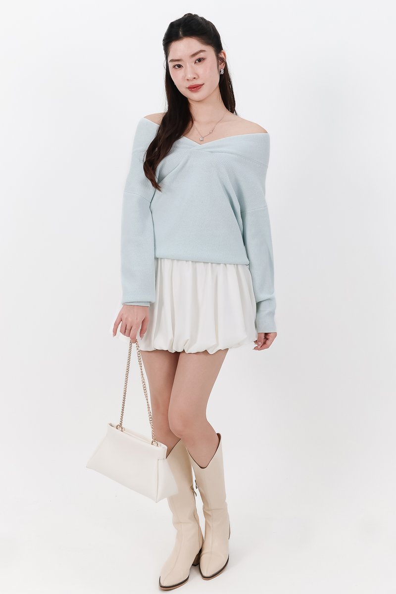 Odella Oversized Sweater Top in Ice Blue