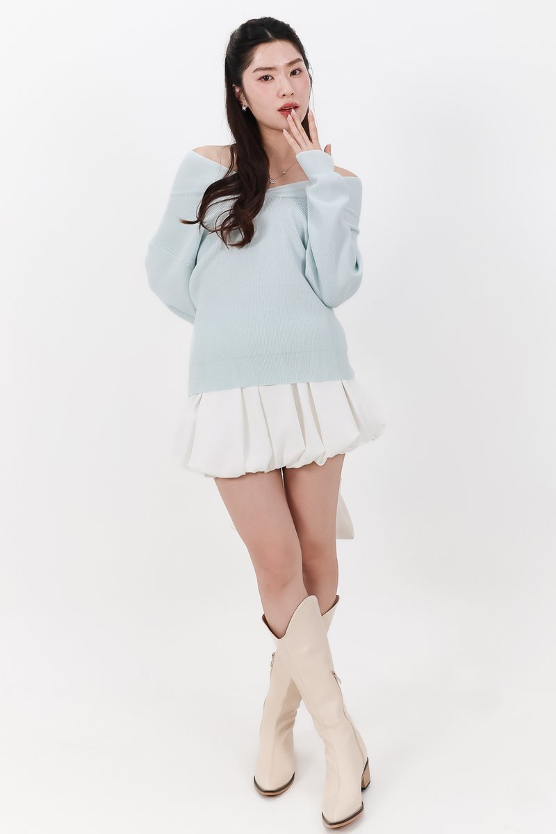 Odella Oversized Sweater Top in Ice Blue