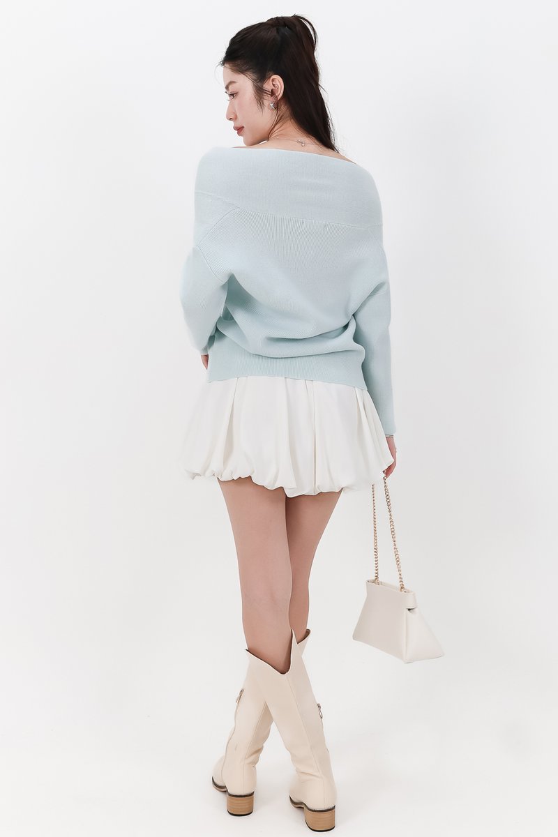 Odella Oversized Sweater Top in Ice Blue