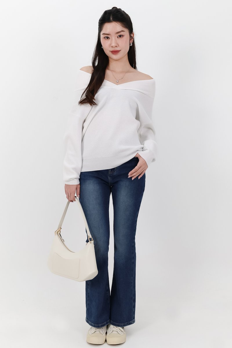 Odella Oversized Sweater Top in White