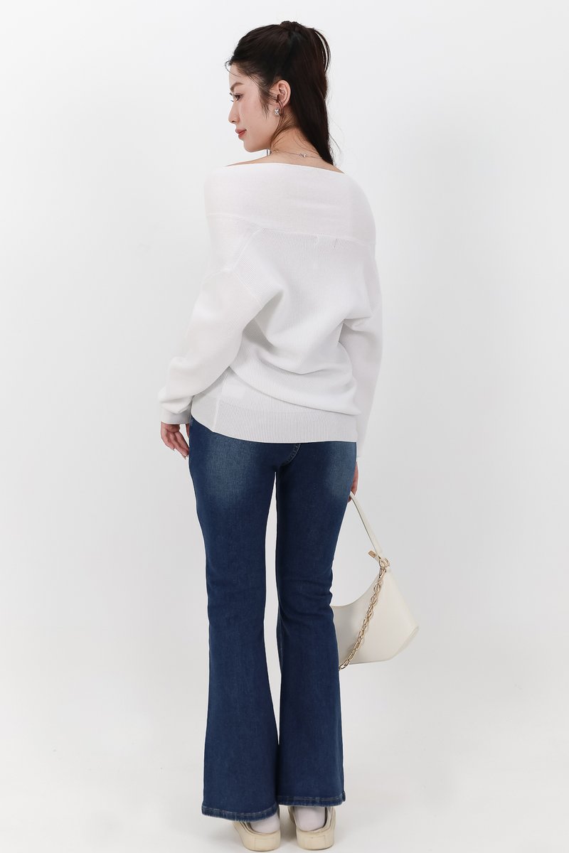 Odella Oversized Sweater Top in White