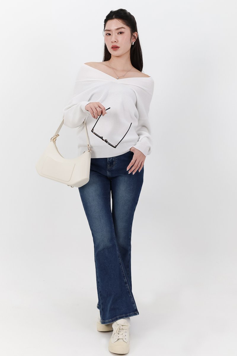 Odella Oversized Sweater Top in White