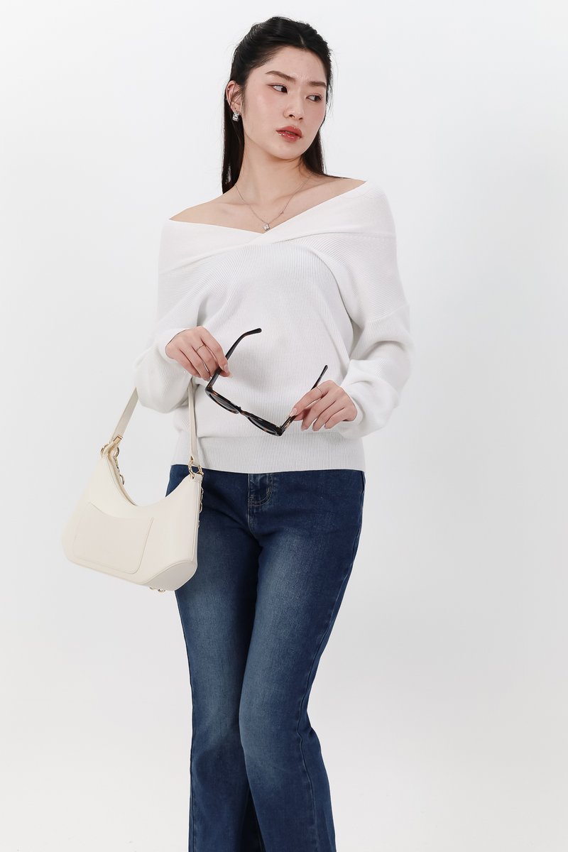 Odella Oversized Sweater Top in White