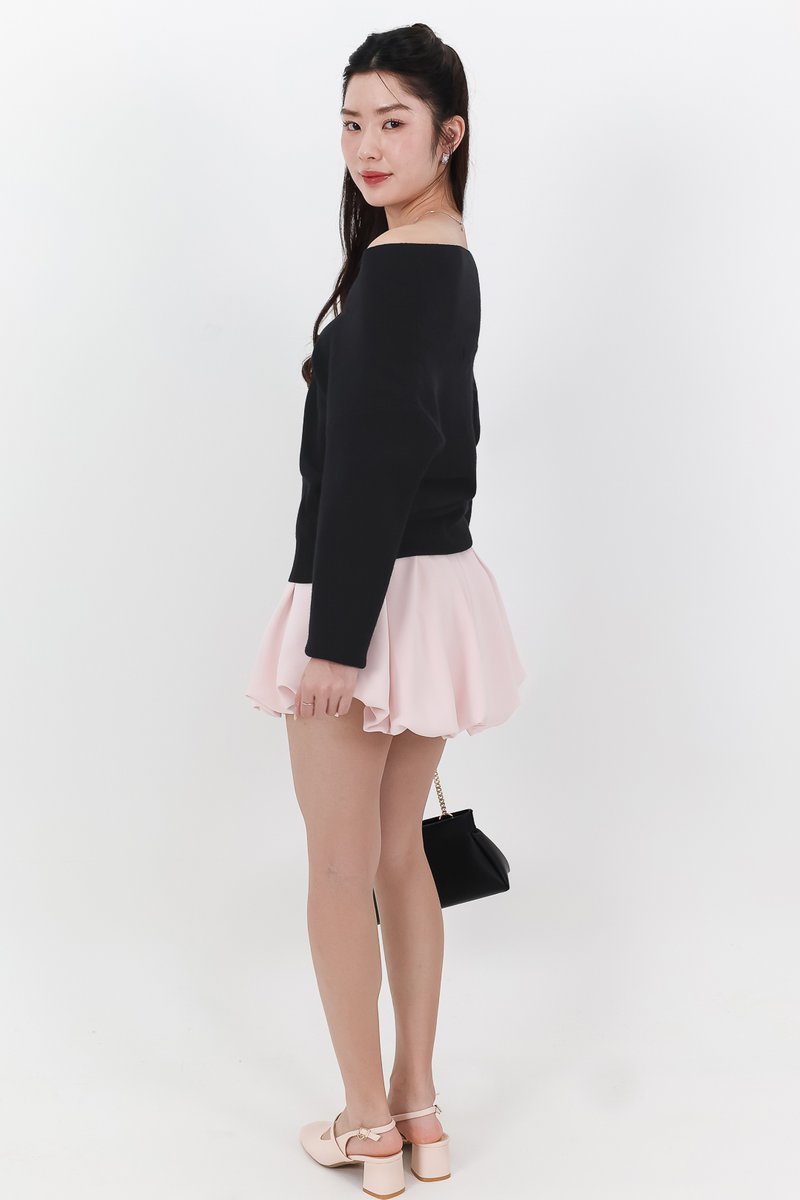 Odella Oversized Sweater Top in Black