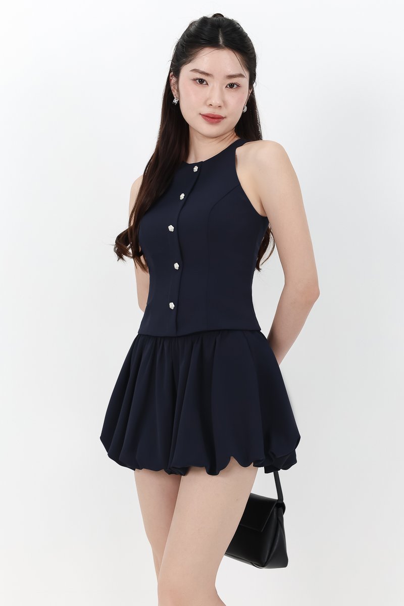 RESTOCKS | Clarie Co-ord Button Top in Midnight RESTOCKS | Clarie Co-ord Button Top in Midnight