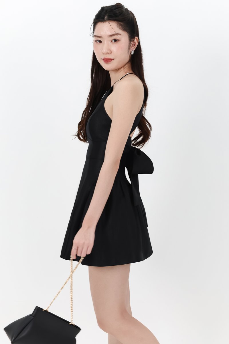 Heryn Halter Tie Back Dress in Black Heryn Halter Tie Back Dress in Black