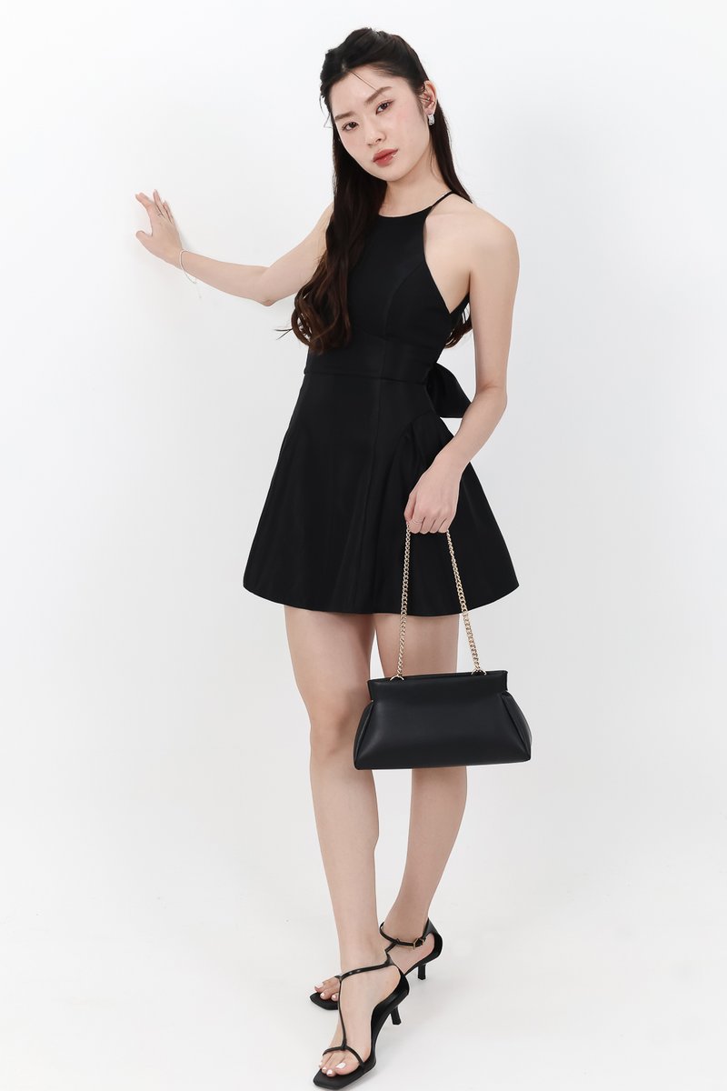 Heryn Halter Tie Back Dress in Black Heryn Halter Tie Back Dress in Black