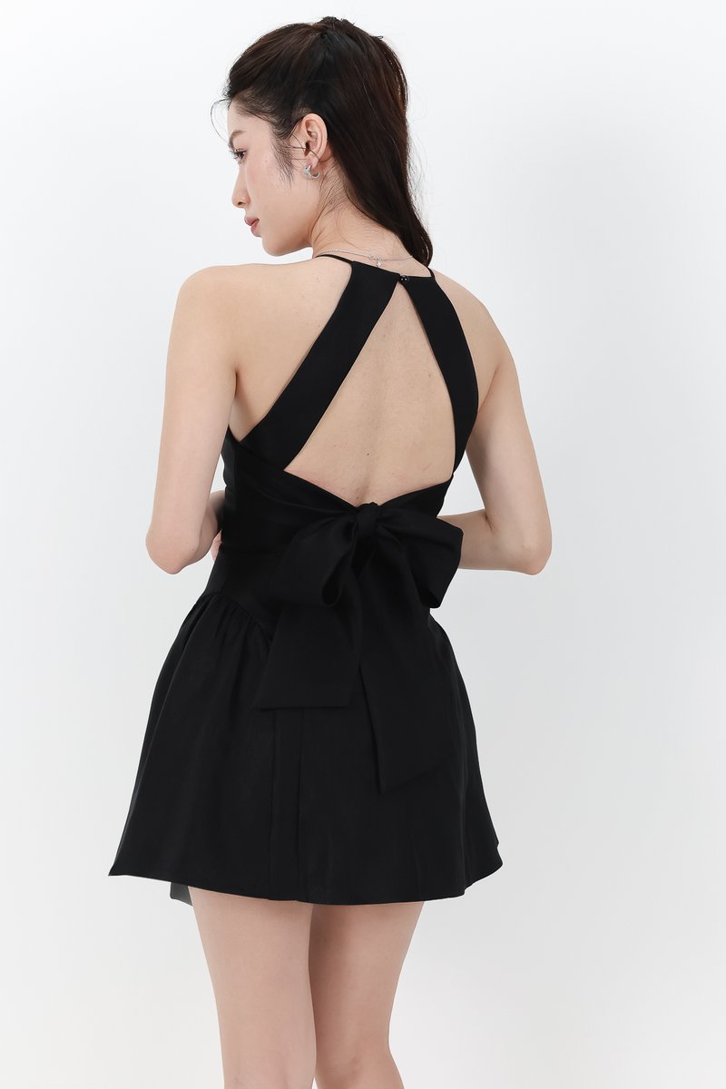 Heryn Halter Tie Back Dress in Black Heryn Halter Tie Back Dress in Black