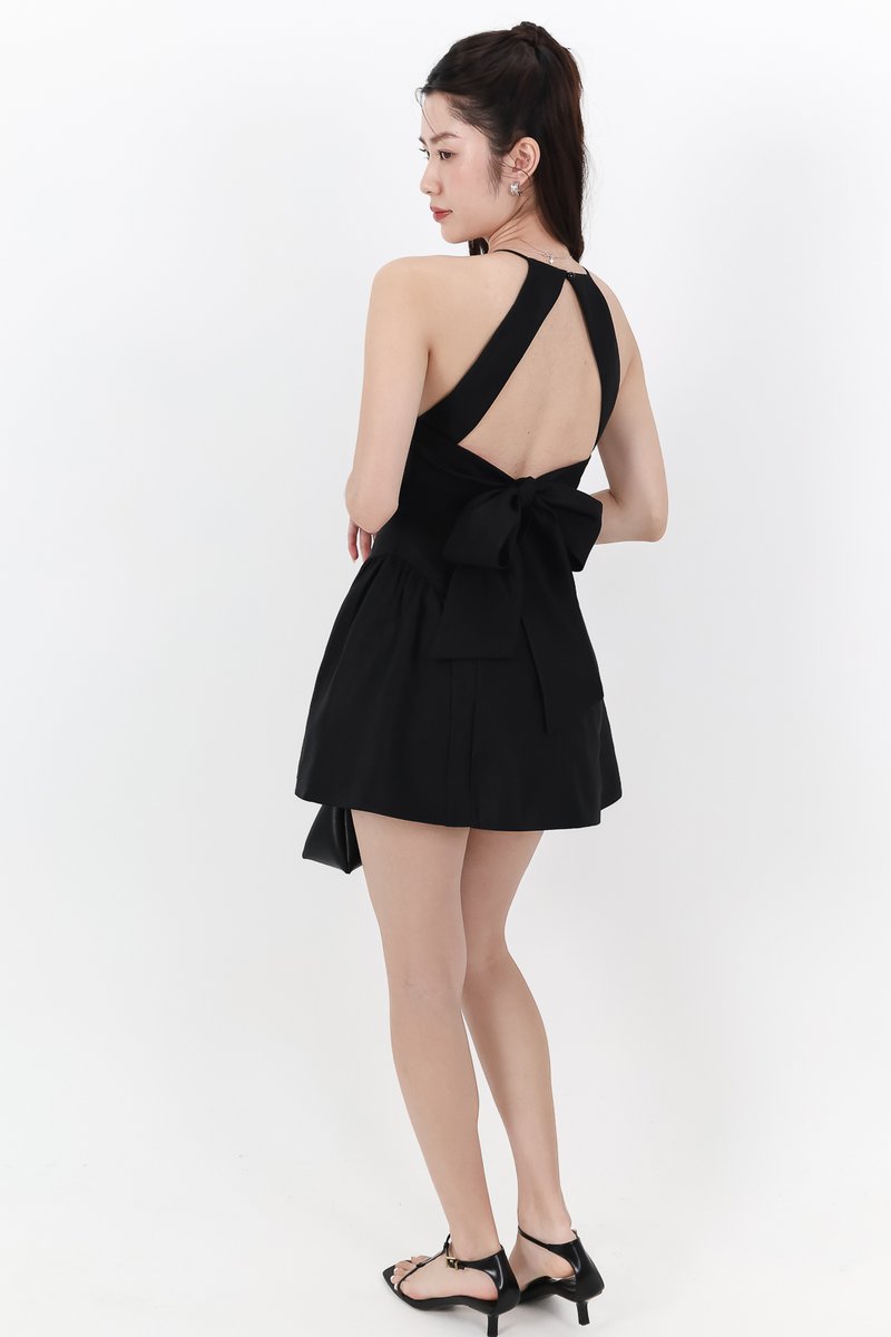Heryn Halter Tie Back Dress in Black Heryn Halter Tie Back Dress in Black