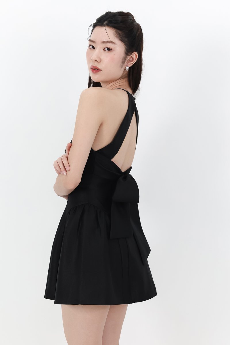 Heryn Halter Tie Back Dress in Black Heryn Halter Tie Back Dress in Black