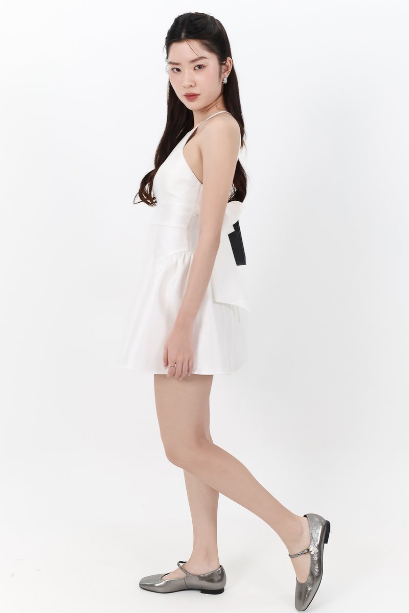 Heryn Halter Tie Back Dress in White