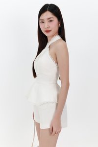 Taerin Tweed Halter Co-ord Top in White