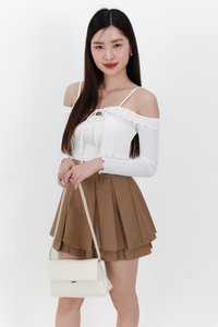 Dahae Double Tiered Pleated Skorts in Brown