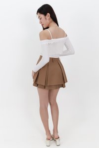 Dahae Double Tiered Pleated Skorts in Brown