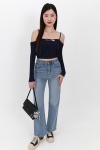 Lumi Layered Cardigan Top Set in Navy