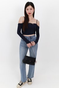 Lumi Layered Cardigan Top Set in Navy