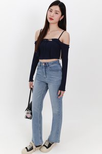 Lumi Layered Cardigan Top Set in Navy