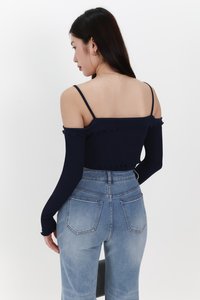 Lumi Layered Cardigan Top Set in Navy