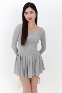 Carina Co-ord Sleeved Top in Light Grey