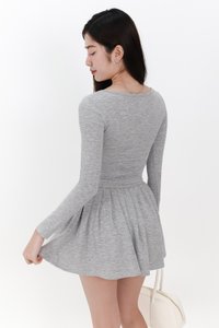 Carina Co-ord Sleeved Top in Light Grey