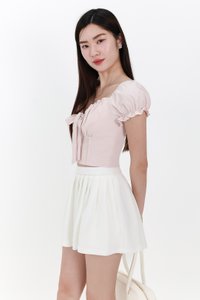 Reline Ribbon Sleeve Top in Light Pink