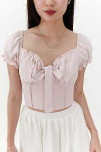 Reline Ribbon Sleeve Top in Light Pink