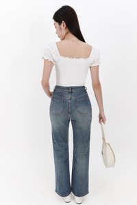 Solla Straight Cut Denim Jeans in Dark Wash ( Regular Length )