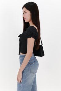 Reline Ribbon Sleeve Top in Black