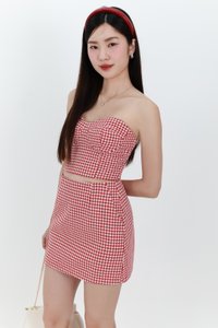Henley Houndstooth Co-ord Top in Red