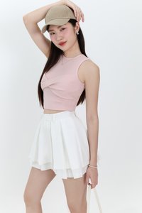 Dahae Double Tiered Pleated Skorts in White