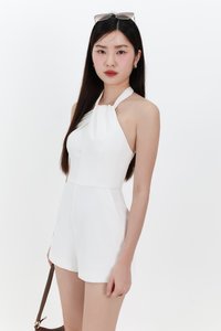 DEFECT | Hedy Halter Tie Romper in White in XS DEFECT | Hedy Halter Tie Romper in White in XS