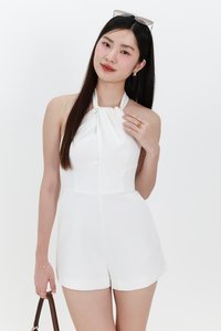DEFECT | Hedy Halter Tie Romper in White in XS DEFECT | Hedy Halter Tie Romper in White in XS