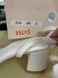 DEFECT | Brooklyn Buckle Strappy Block Heels in Cream White in 35