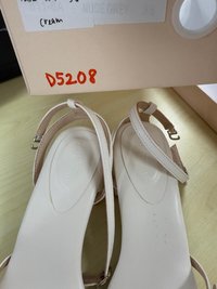 DEFECT | Reyanne Rope Strap Slingback Block Heels in Cream White in 35