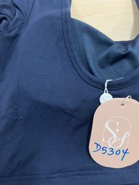 DEFECT | Leria Low Back Sleeve Top in Steel Blue in M