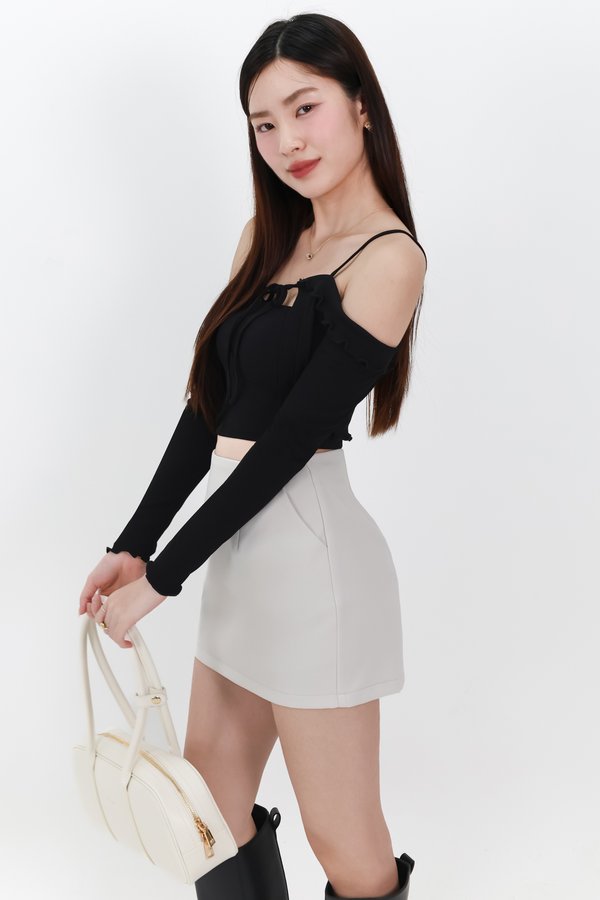 BACKORDER | Lumi Layered Cardigan Top Set in Black