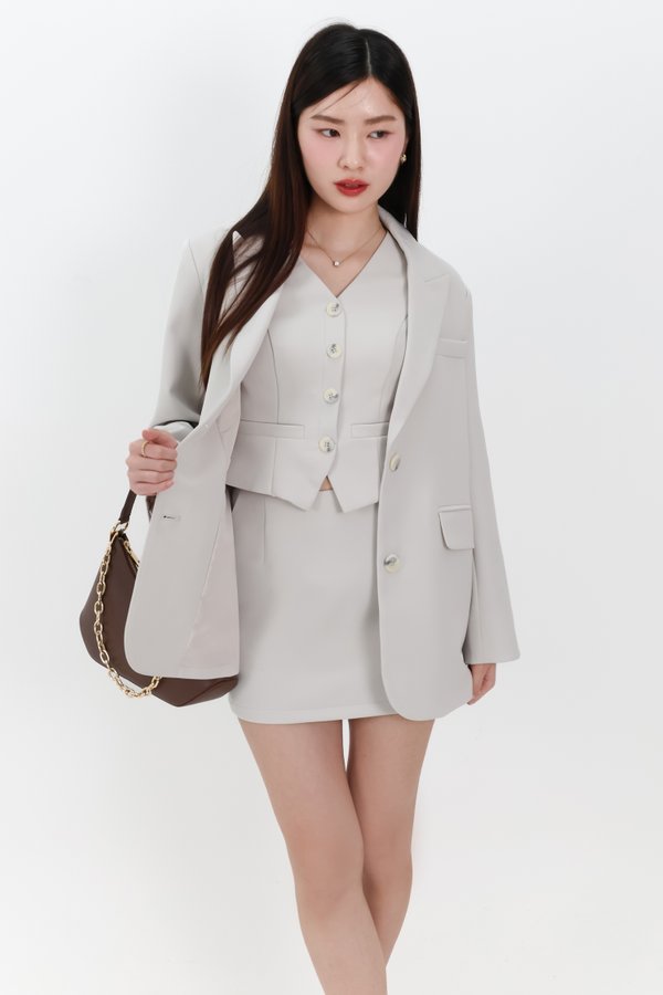Cassandra Co-ord 3-pc Set in Light Soft Grey