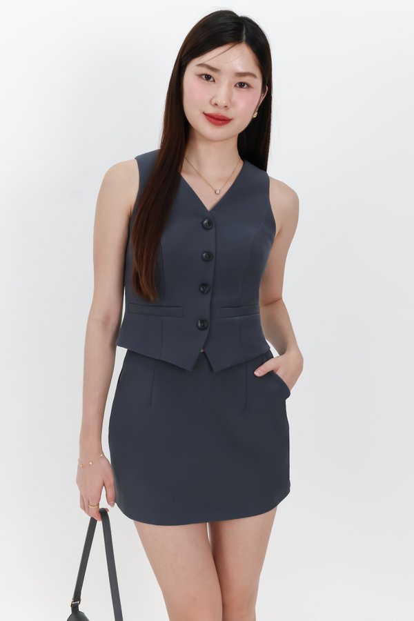Cassandra Co-ord Vest Top in Gunmetal