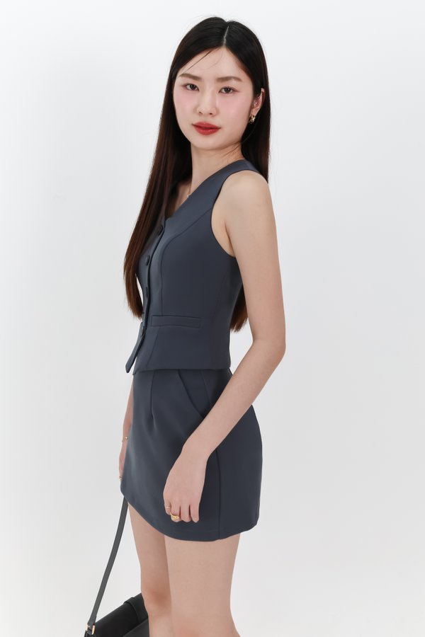 DEFECT | Cassandra Co-ord Vest Top in Gunmetal in M