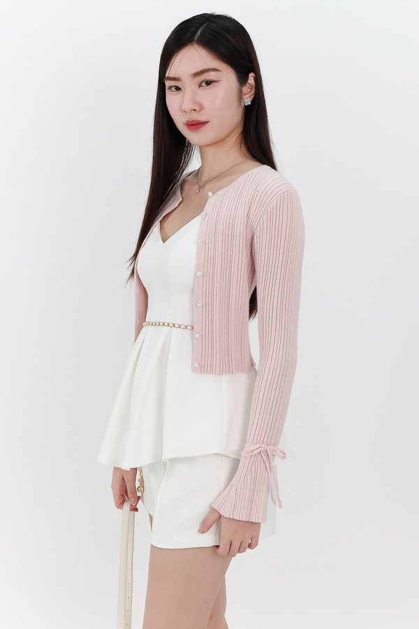 BACKORDER | Briella Button Up Knit Cardigan in Light Pink