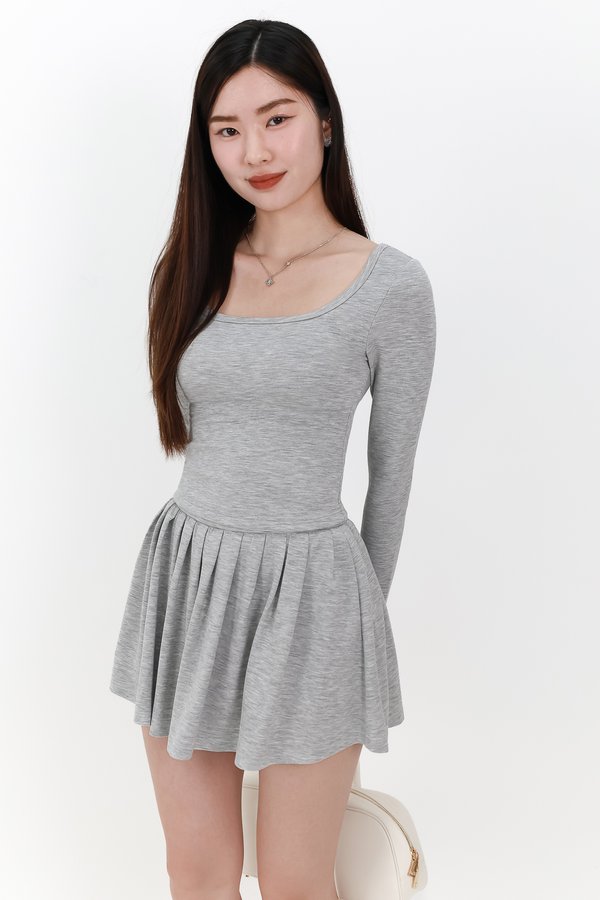 Carina Co-ord Sleeved Top in Light Grey