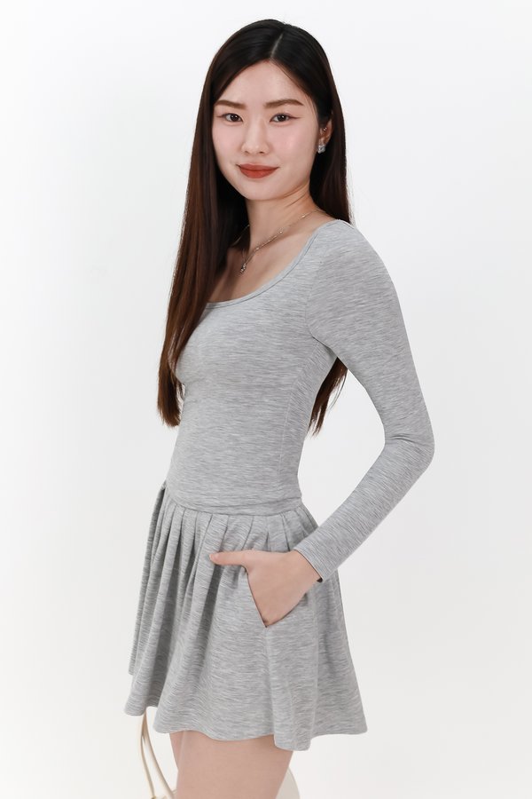 Carina Co-ord Sleeved Top in Light Grey